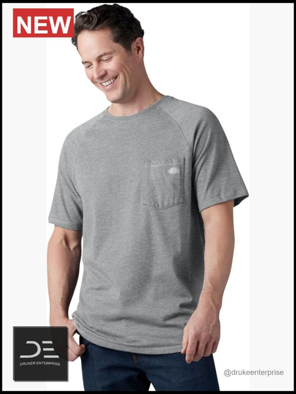 Men's Cooling Short Sleeve Pocket T-Shirt Cotton Polyester
